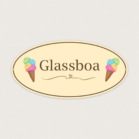 Glassboaskylt i plast 300x150mm.