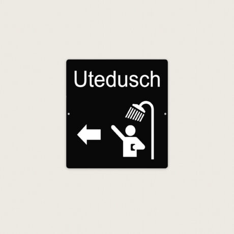 Uteduschskylt i aluminium 200x200mm